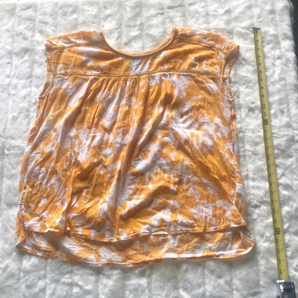 St Johns Bay Gauze Cotton orange IKAT Blouse - PXL